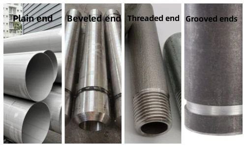 Plain, Beveled, Threaded and Grooved Pipe Ends Comparison Display 
